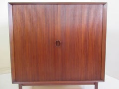 Peter Hvidt for John Stuart Solid Teak Tambour Door Cabinet