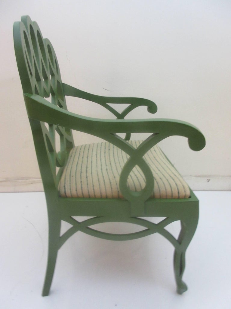 Frances Elkins Loop Chair in Original Green Lacquer and Fabric at 1stDibs