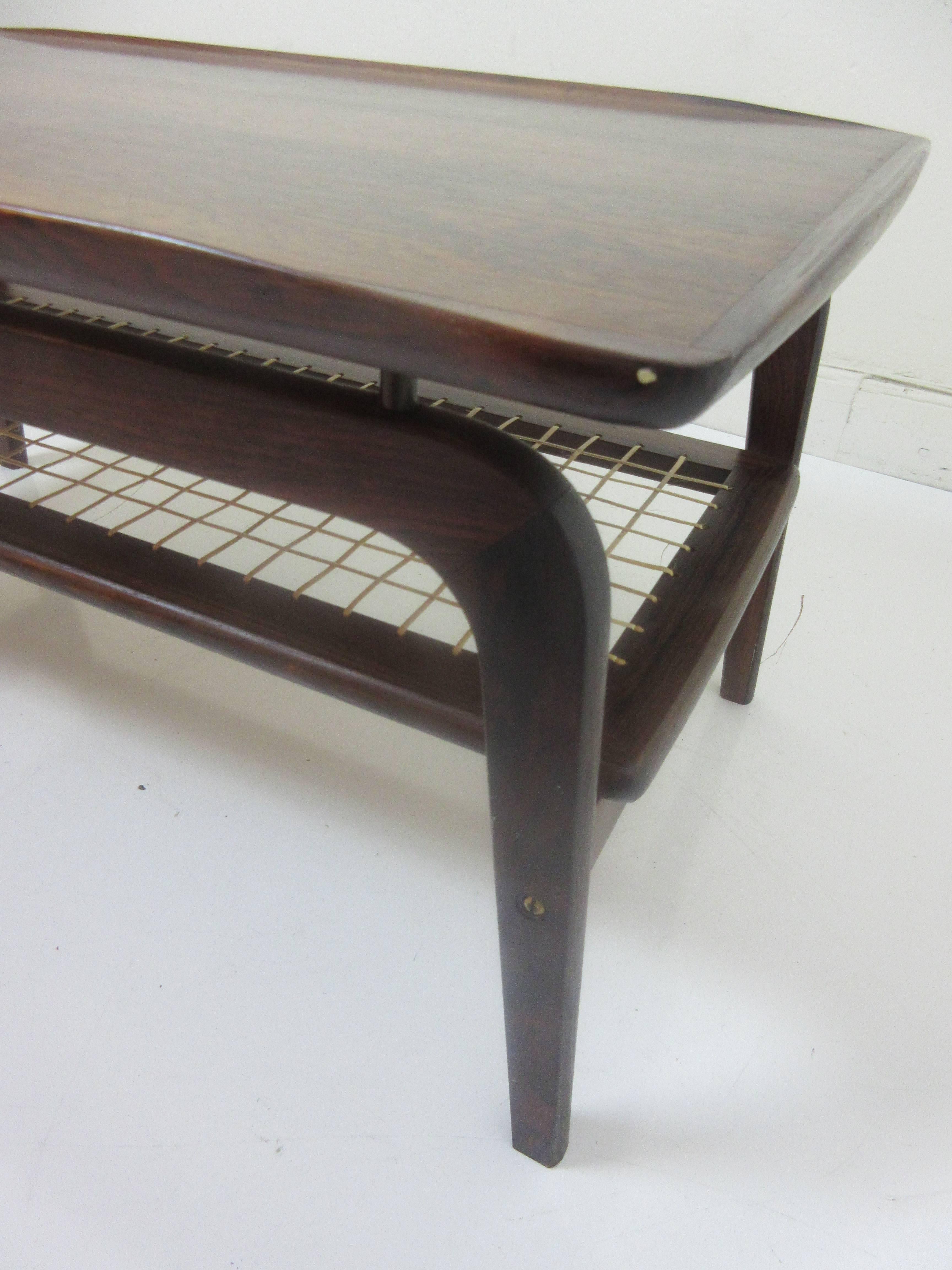 Mid-20th Century Peter Hvidt for John Stuart Rosewood Coffee Table with Canned Magazine Rack
