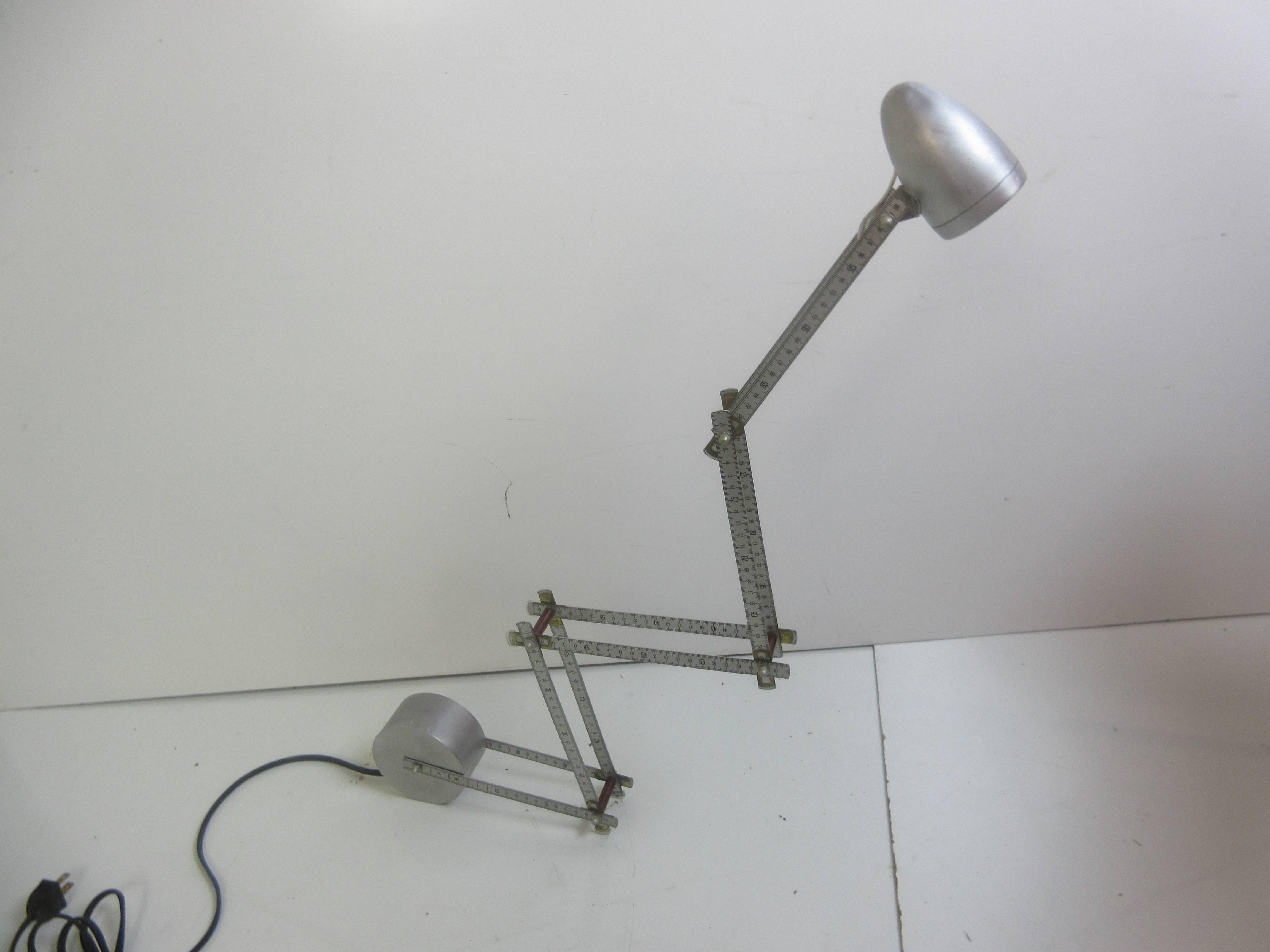 Mid-20th Century AHA Aluminum Measuring Tape Articulated Lamp