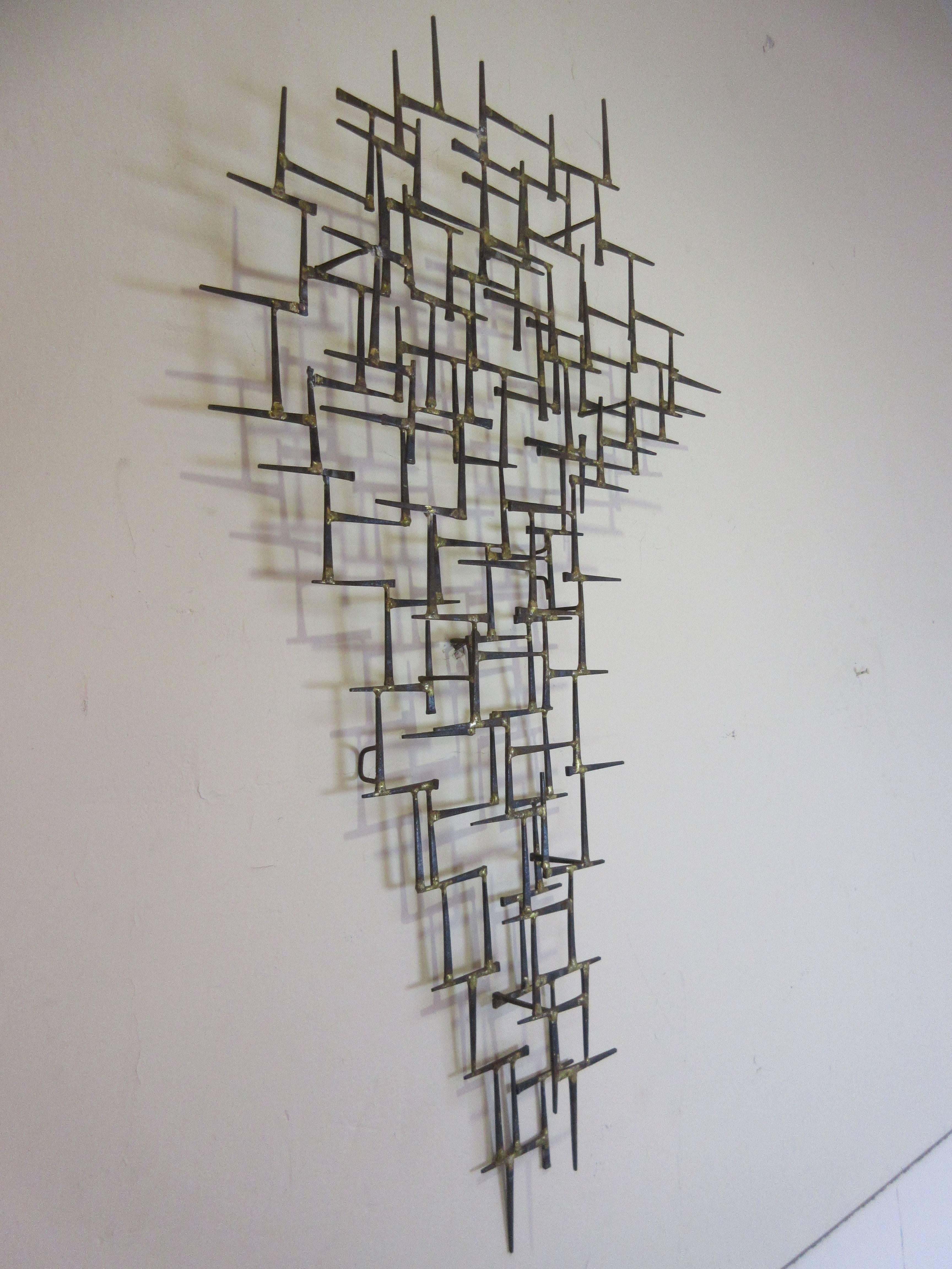 Mid-Century Modern William Bowie Nail Wall Sculpture