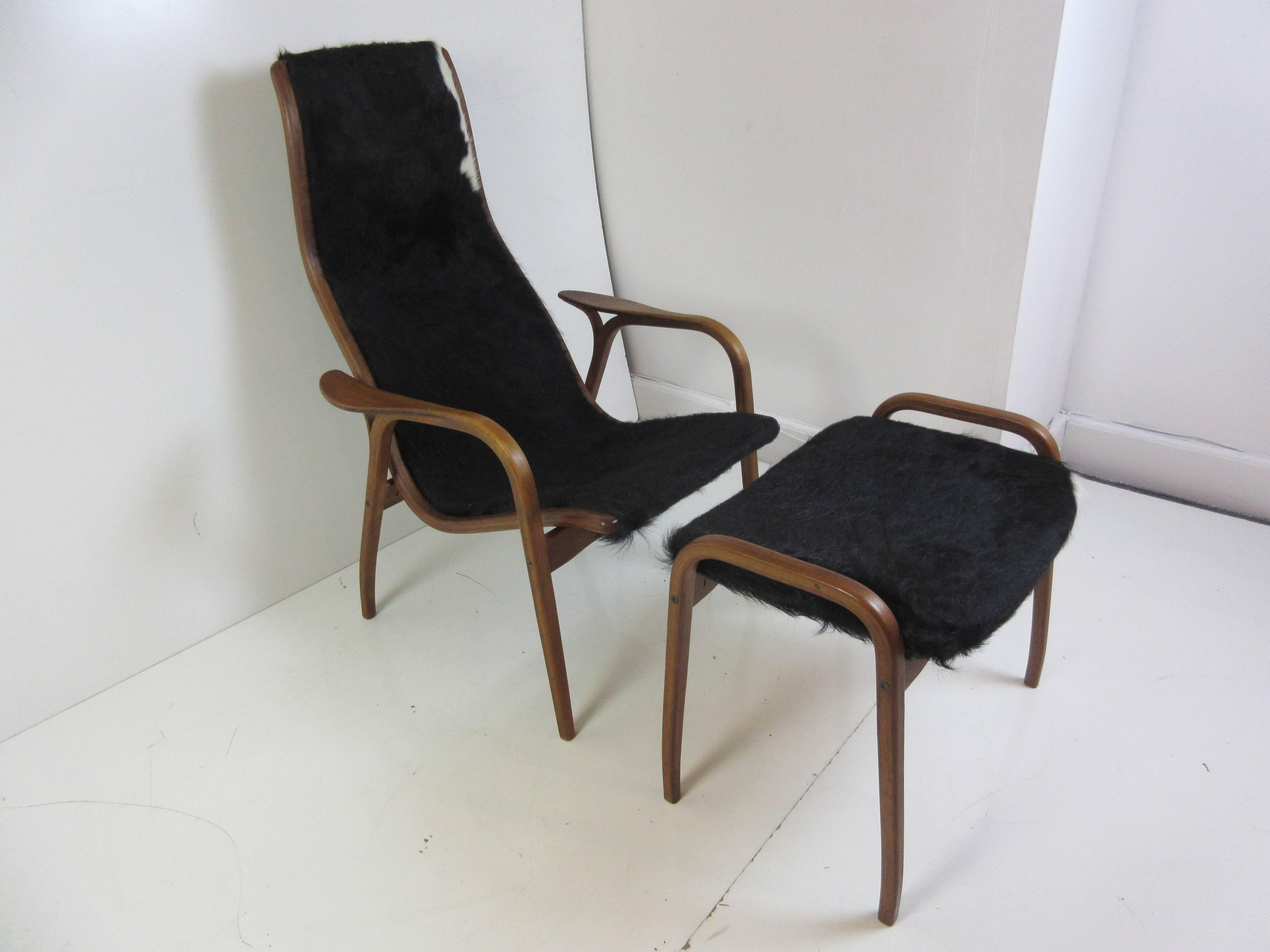 Yngve Ekstrom Lamino Chair and Ottoman by Swedese in Cow Hide 1
