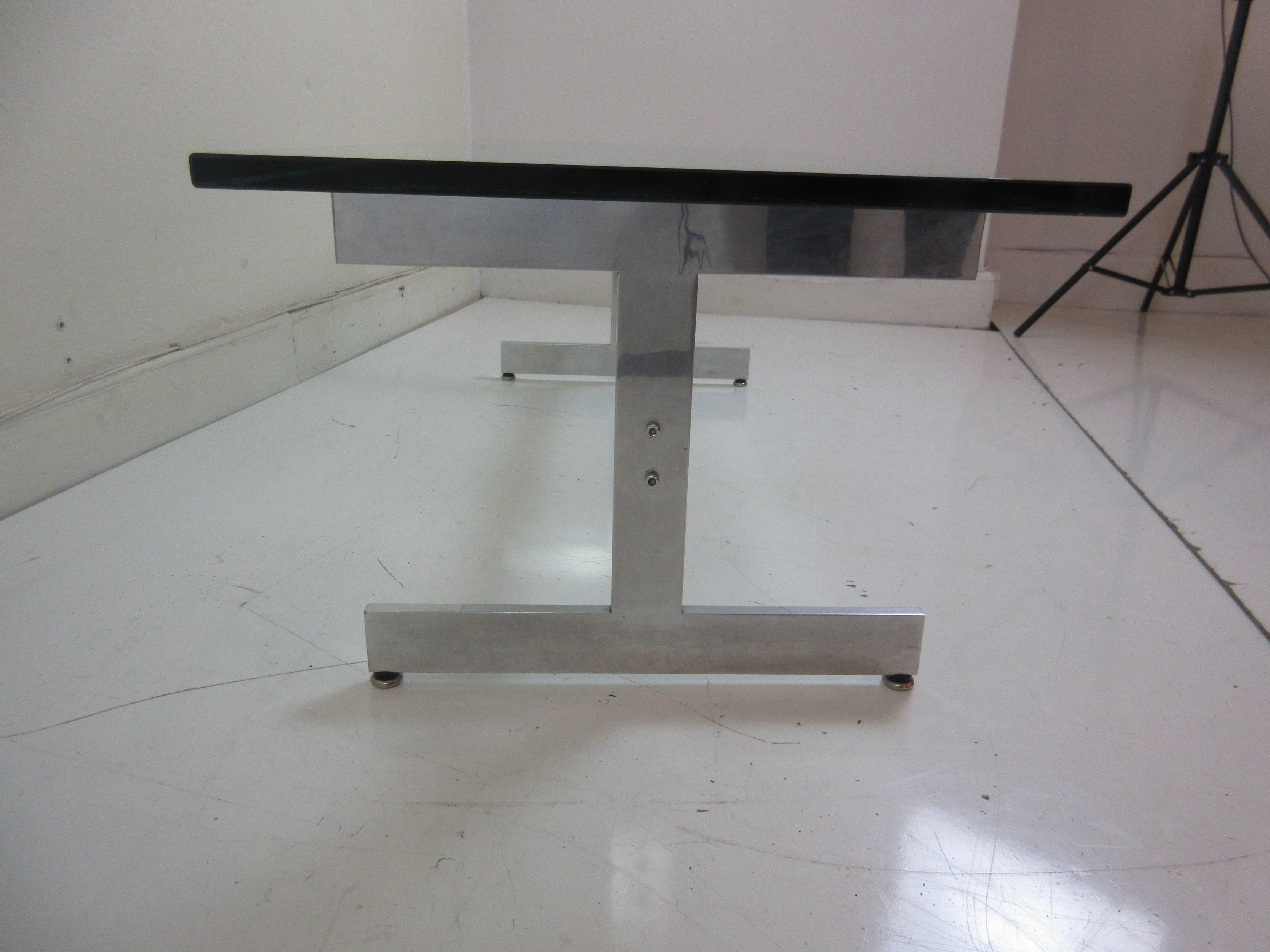 Mid-Century Modern Glass and Aluminium Coffee Table