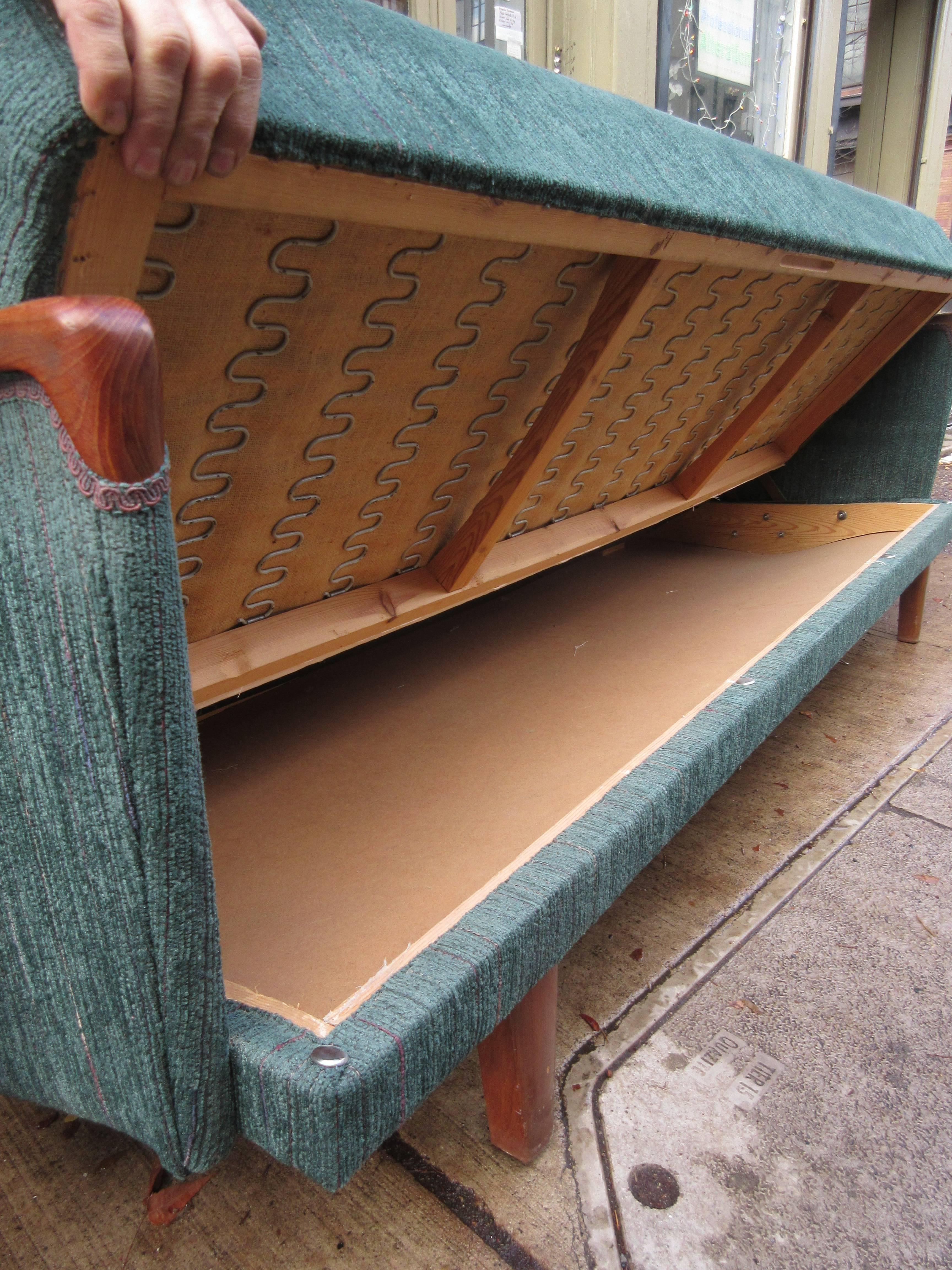 Mid-20th Century Danish Sleeper Sofa from Triumf in Teak and Fabric