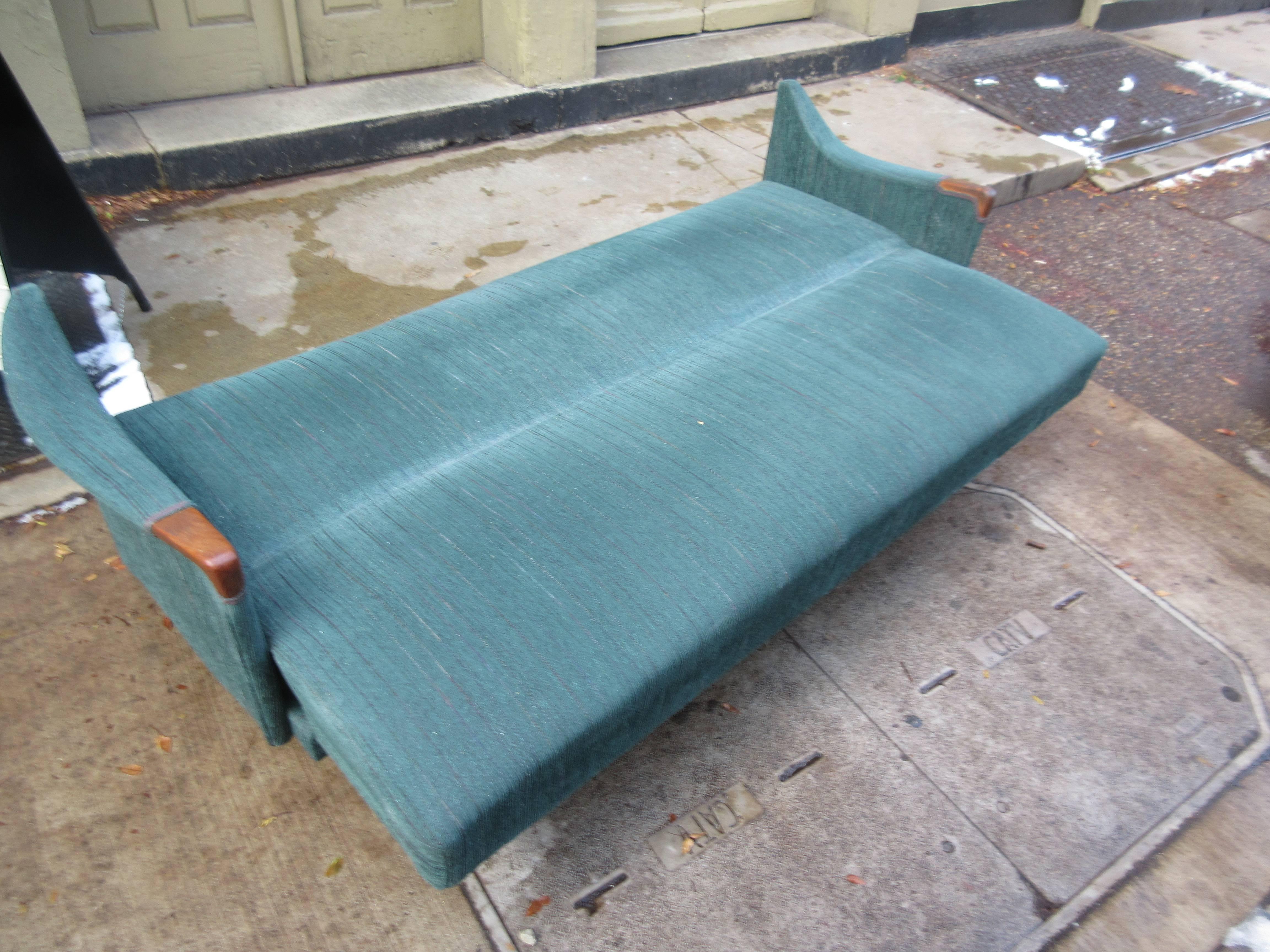 Danish Sleeper Sofa from Triumf in Teak and Fabric 1