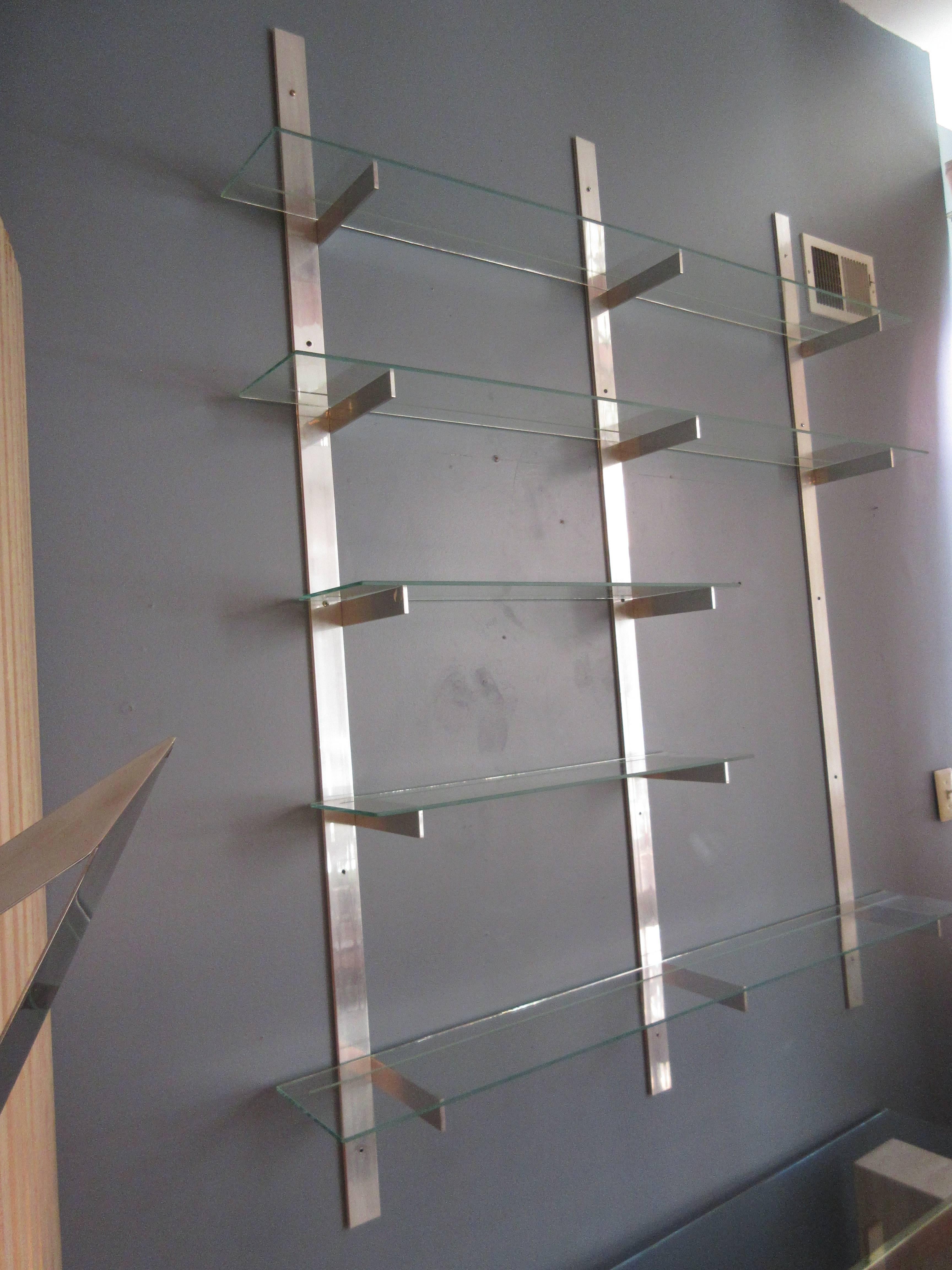 American Aluminium and Glass Shelving Unit in the Style of Pace