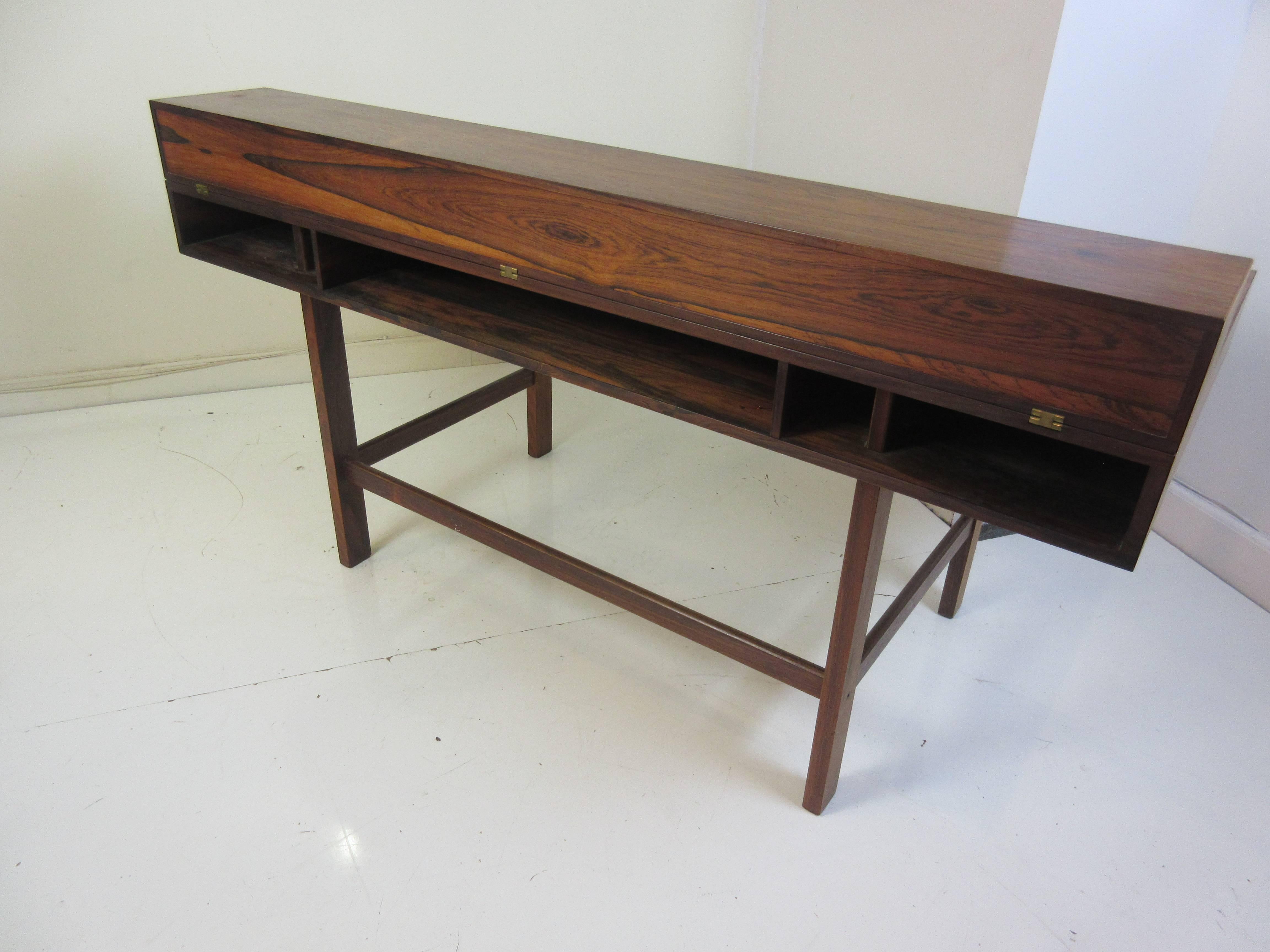 Brass Jens Quistgaard for Lovig in Rosewood Flip Desk