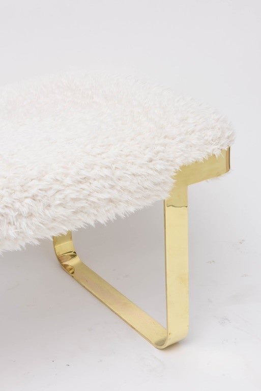 Rare in Brass, reupholstered in faux fur