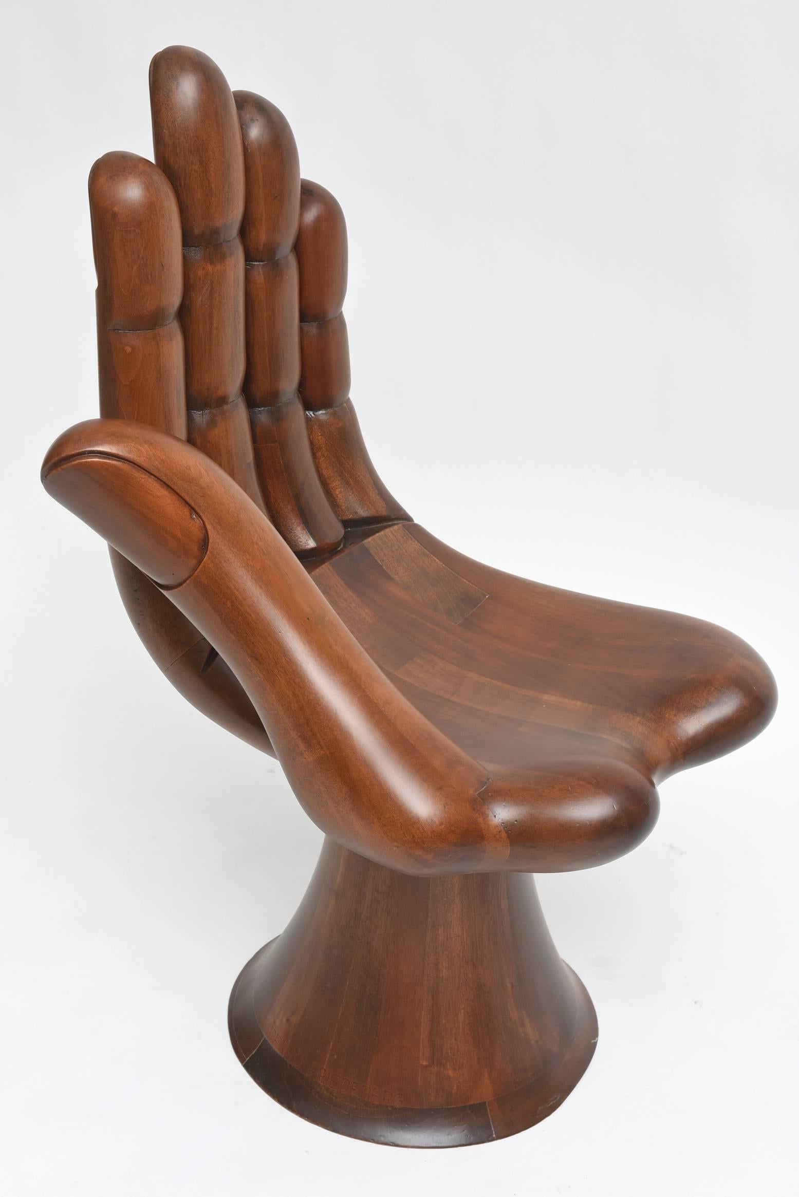 Iconic hand chair by Pedro Friedeberg.
Carved mahogany.