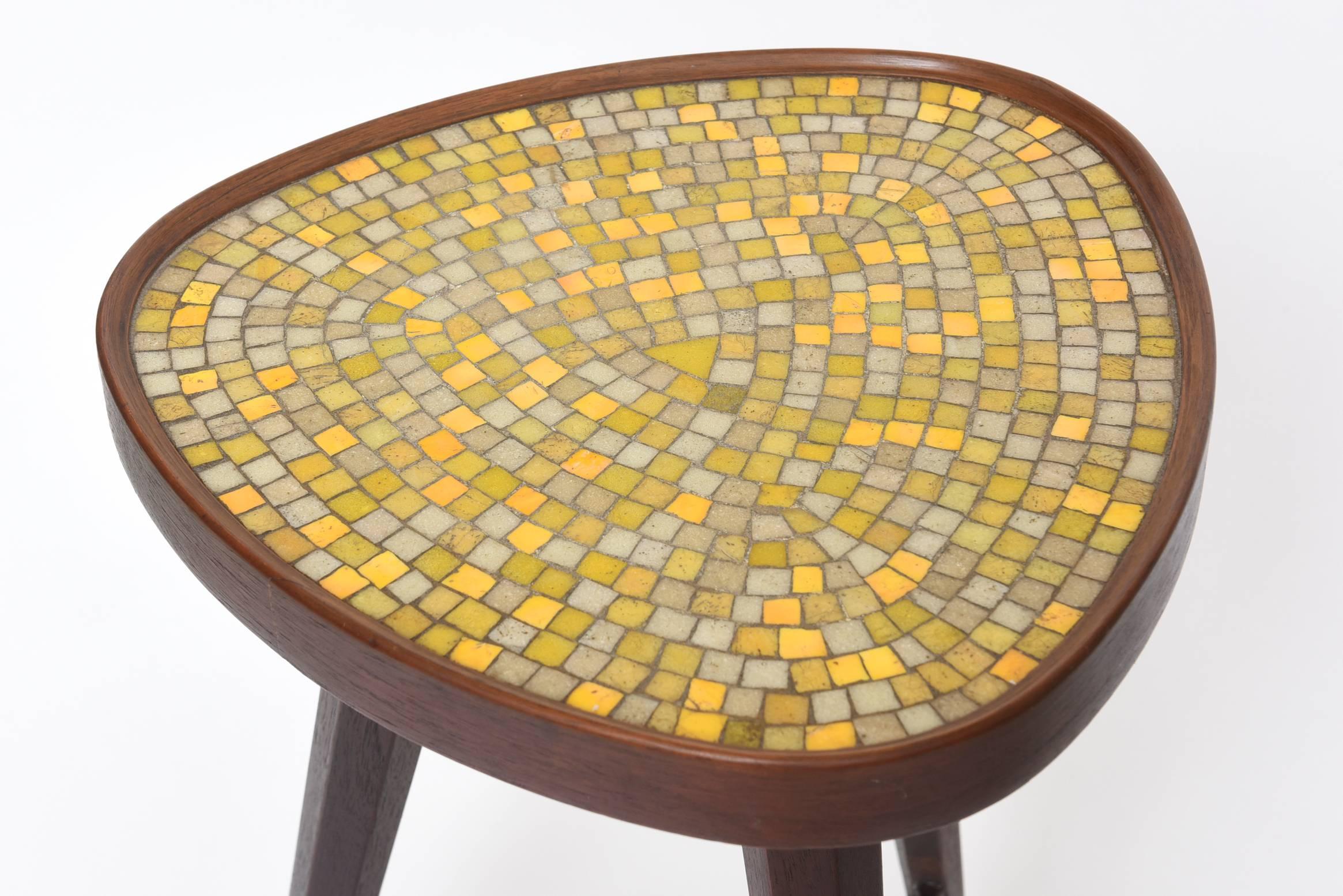 Edward Wormley Murano Glass Tile Top Table In Good Condition In West Palm Beach, FL