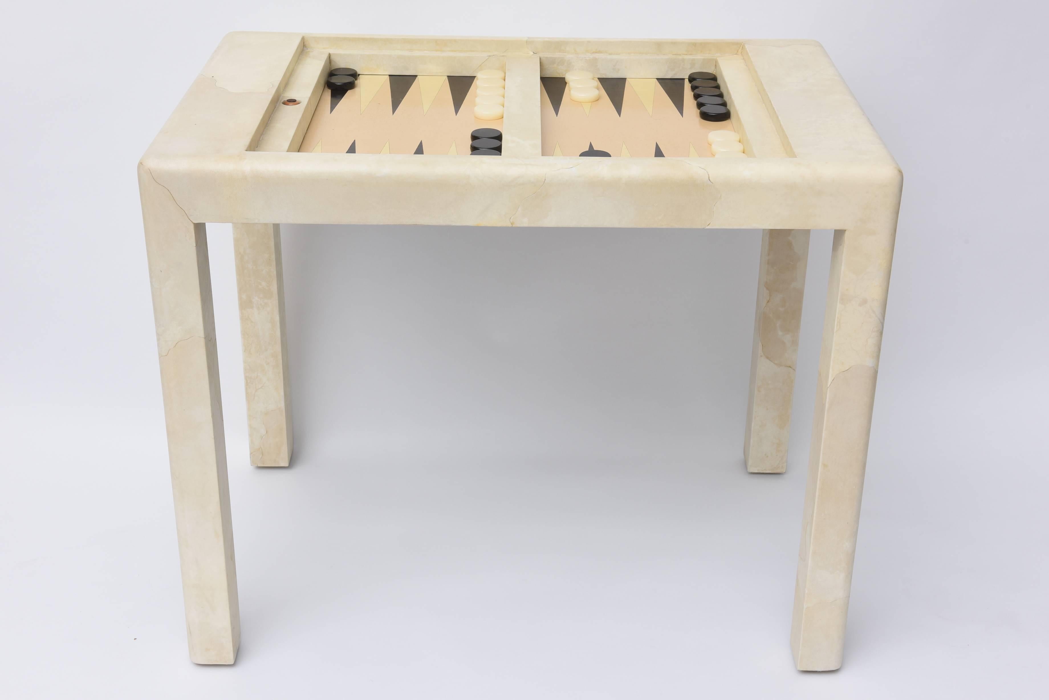 American Karl Springer Goatskin Backgammon Game Table