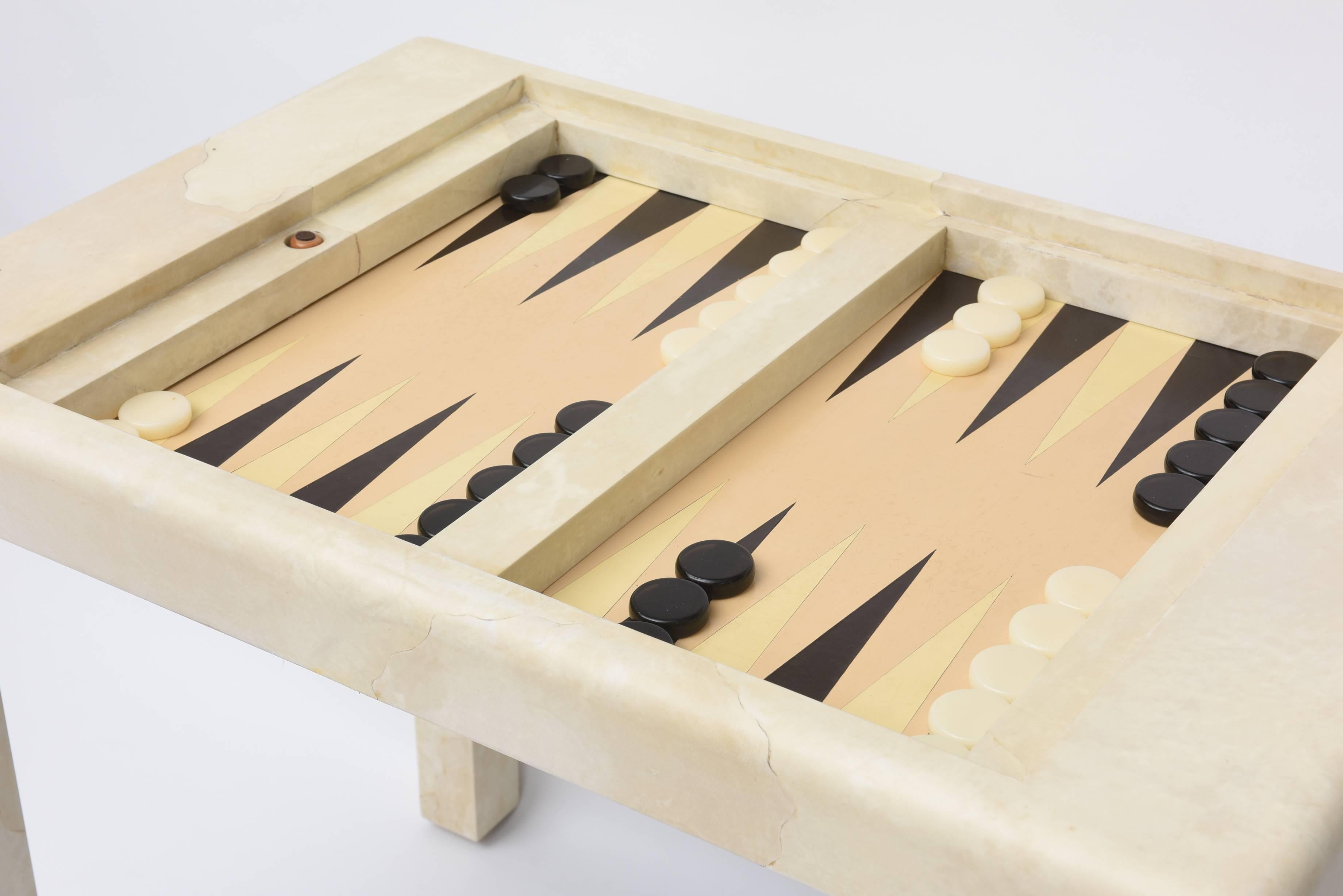 Late 20th Century Karl Springer Goatskin Backgammon Game Table