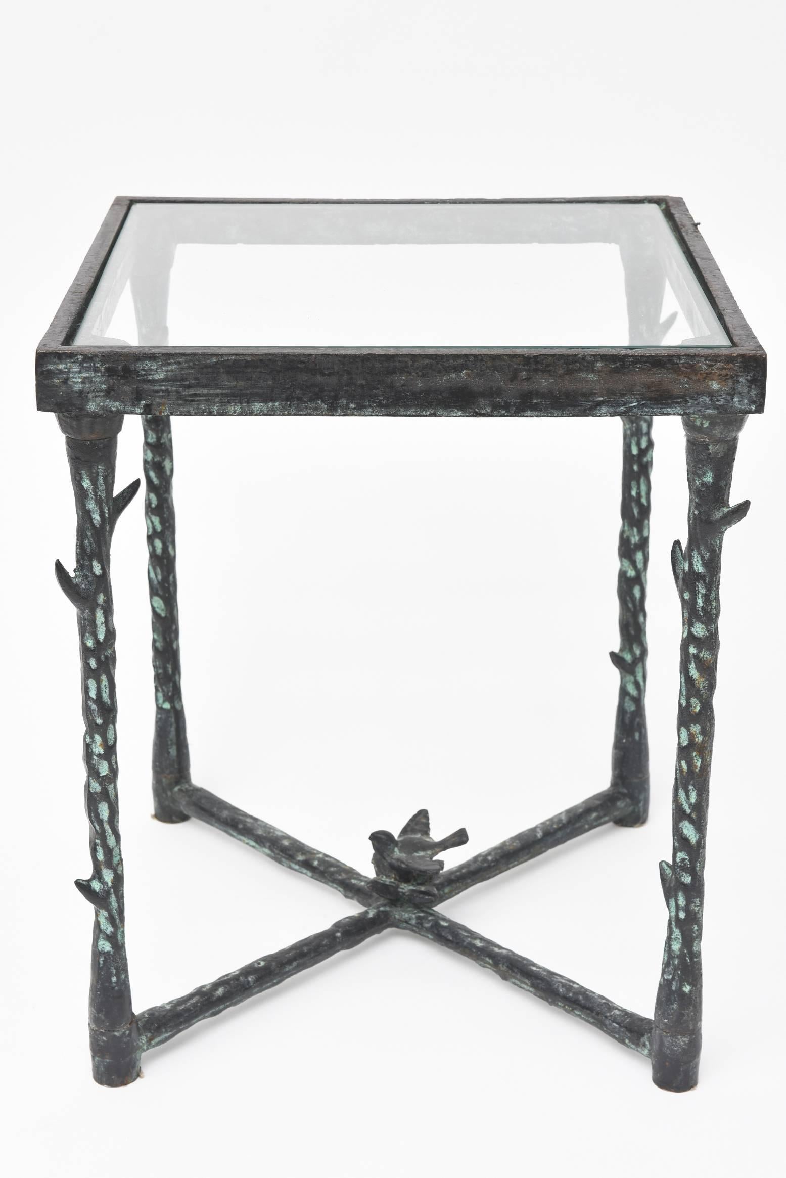 A fine petite table.
Deep bronze patina over steel.