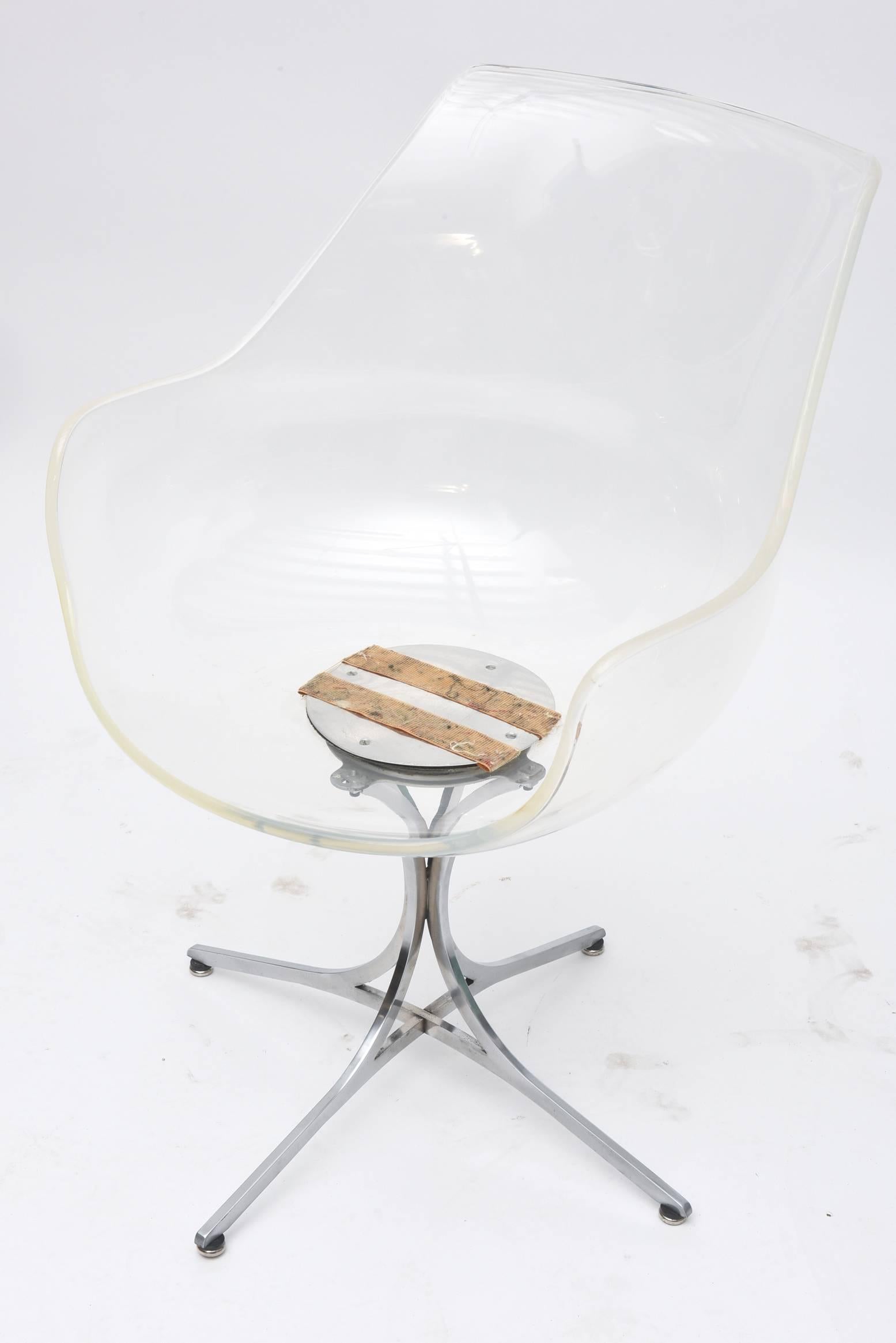 Chrome Laverne Champagne Chairs on Custom Lotus Bases For Sale