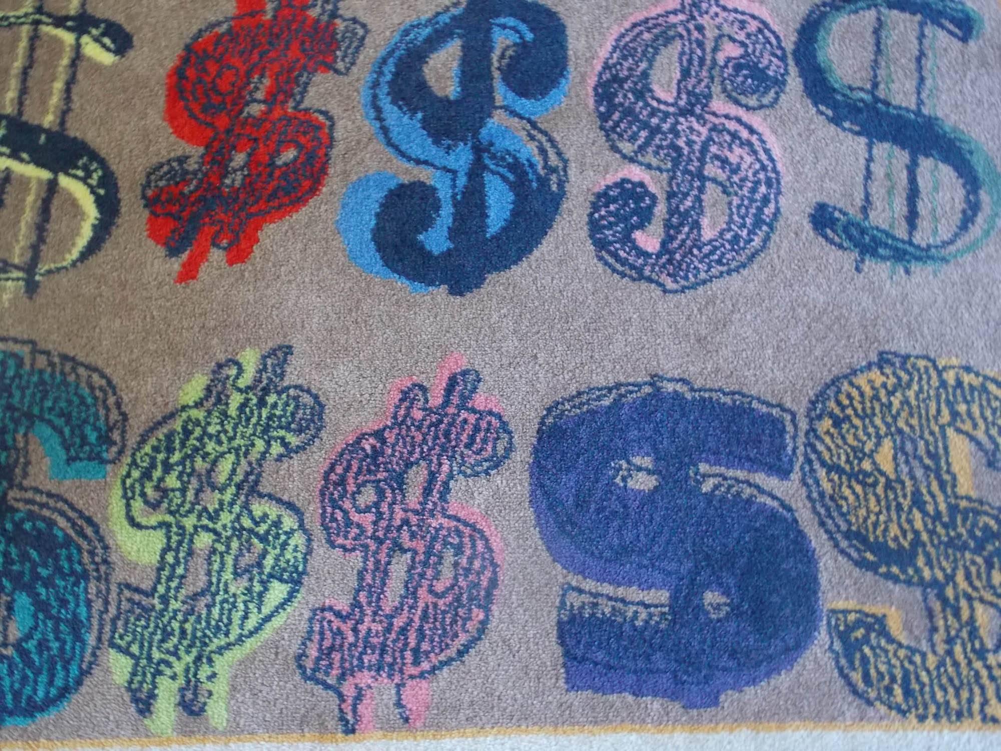 Large Andy Warhol Dollar Sign Rug In Good Condition In West Palm Beach, FL
