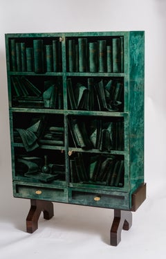 Aldo Tura Decorated Goatskin Bar Cabinet