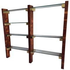 Paul Evans Wall-Mounted Burl Wood City Scape Shelving Unit