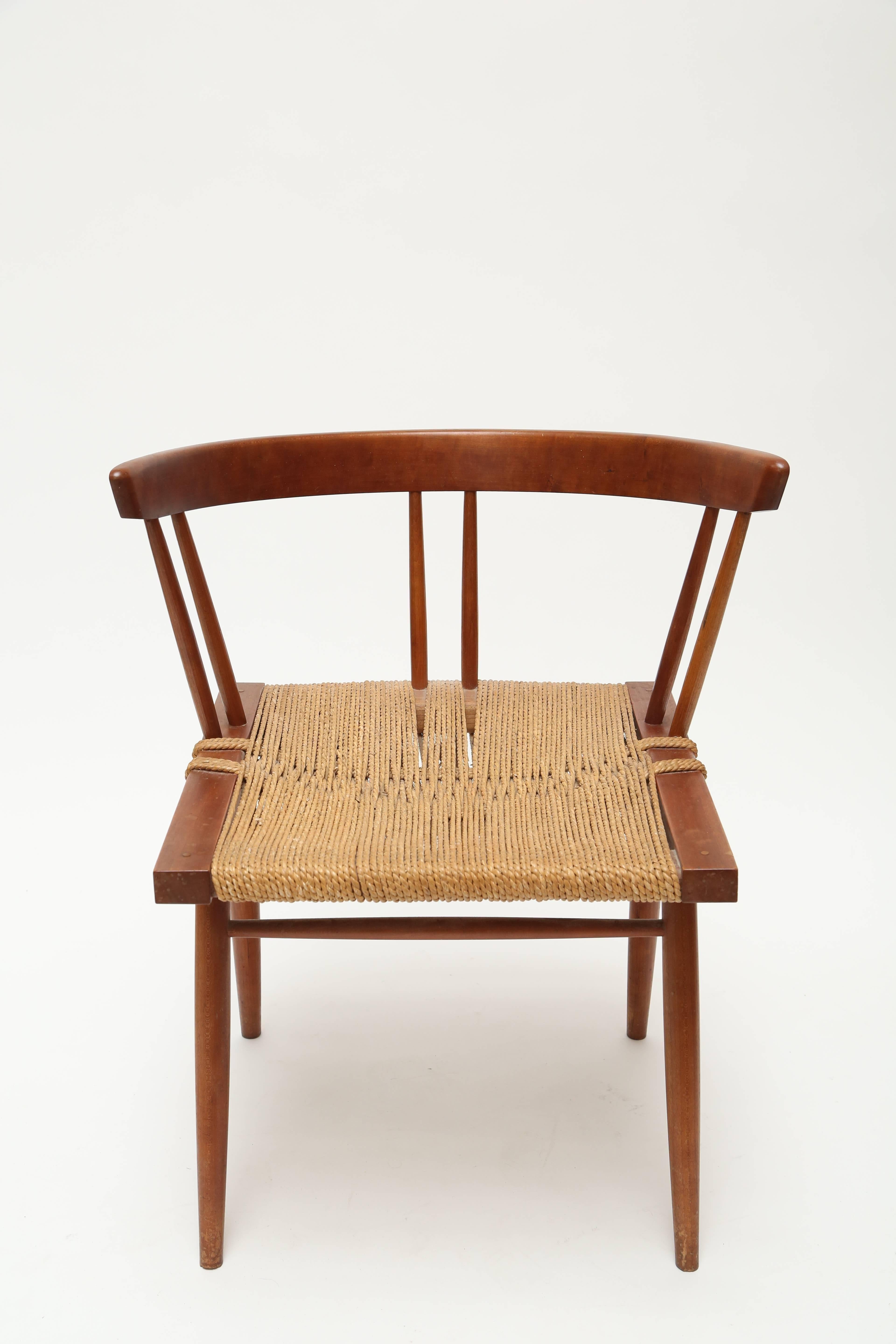 American George Nakashima Cherry Grass-Seat Chairs