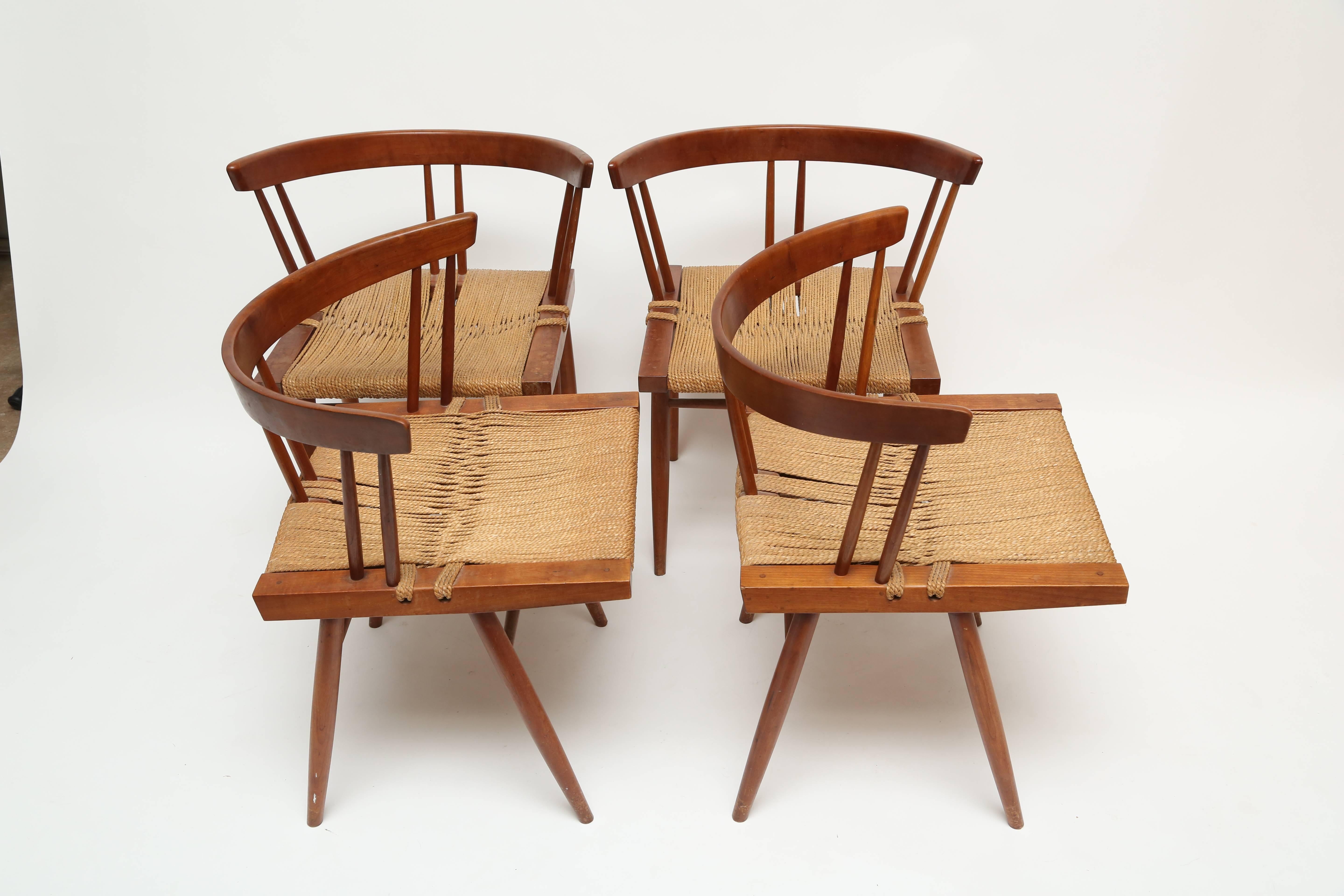 George Nakashima Cherry Grass-Seat Chairs 4