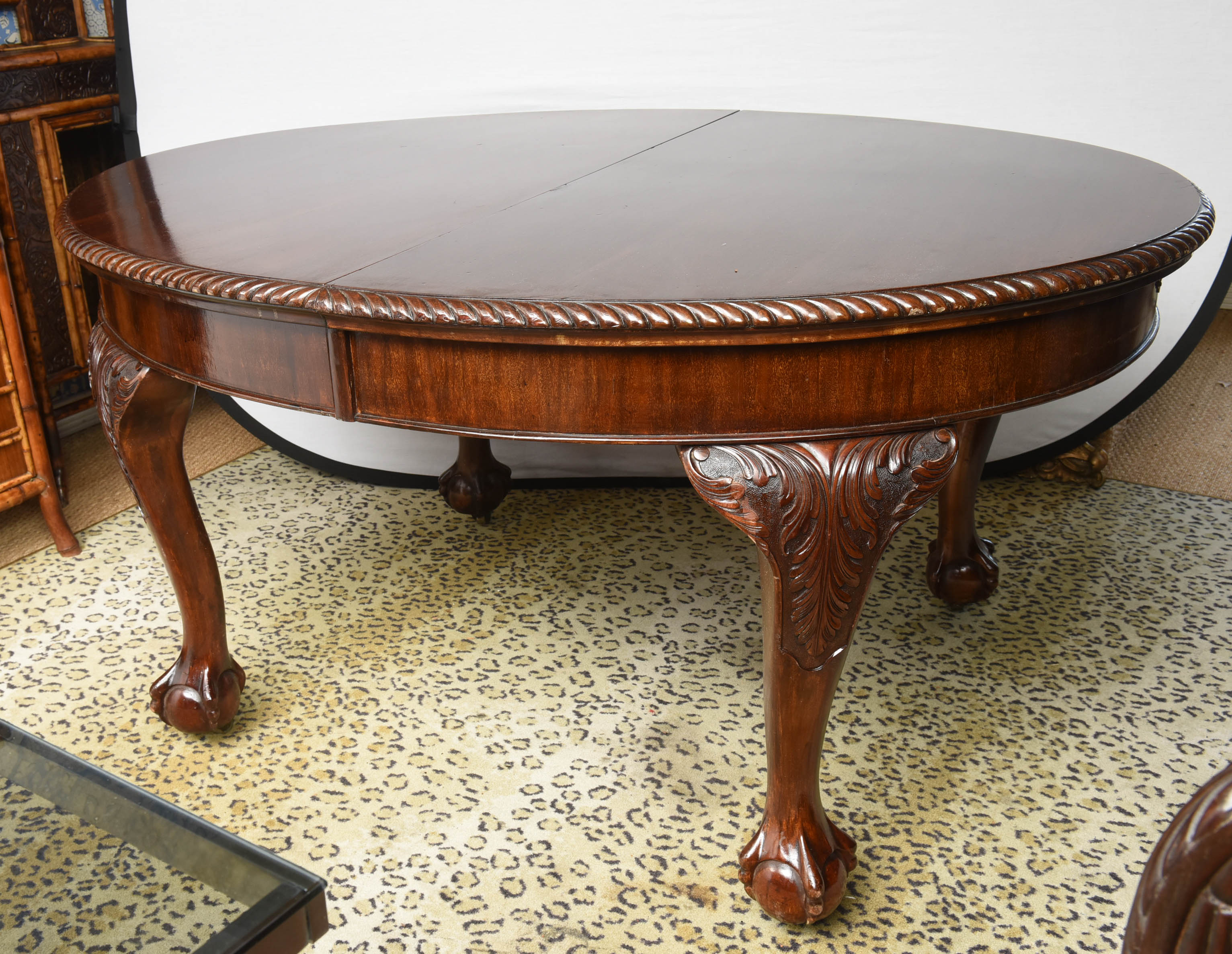 English Chippendale Style Mahogany Oval Dining Table