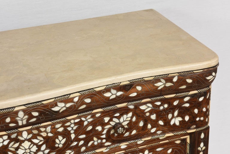 19th Century Syrian Inlaid Mother of Pearl, Three-Drawer Commode In Excellent Condition In West Palm Beach, FL