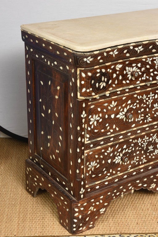19th Century Syrian Inlaid Mother of Pearl, Three-Drawer Commode 3