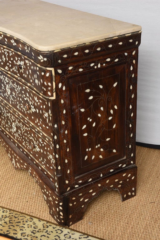 19th Century Syrian Inlaid Mother of Pearl, Three-Drawer Commode 5