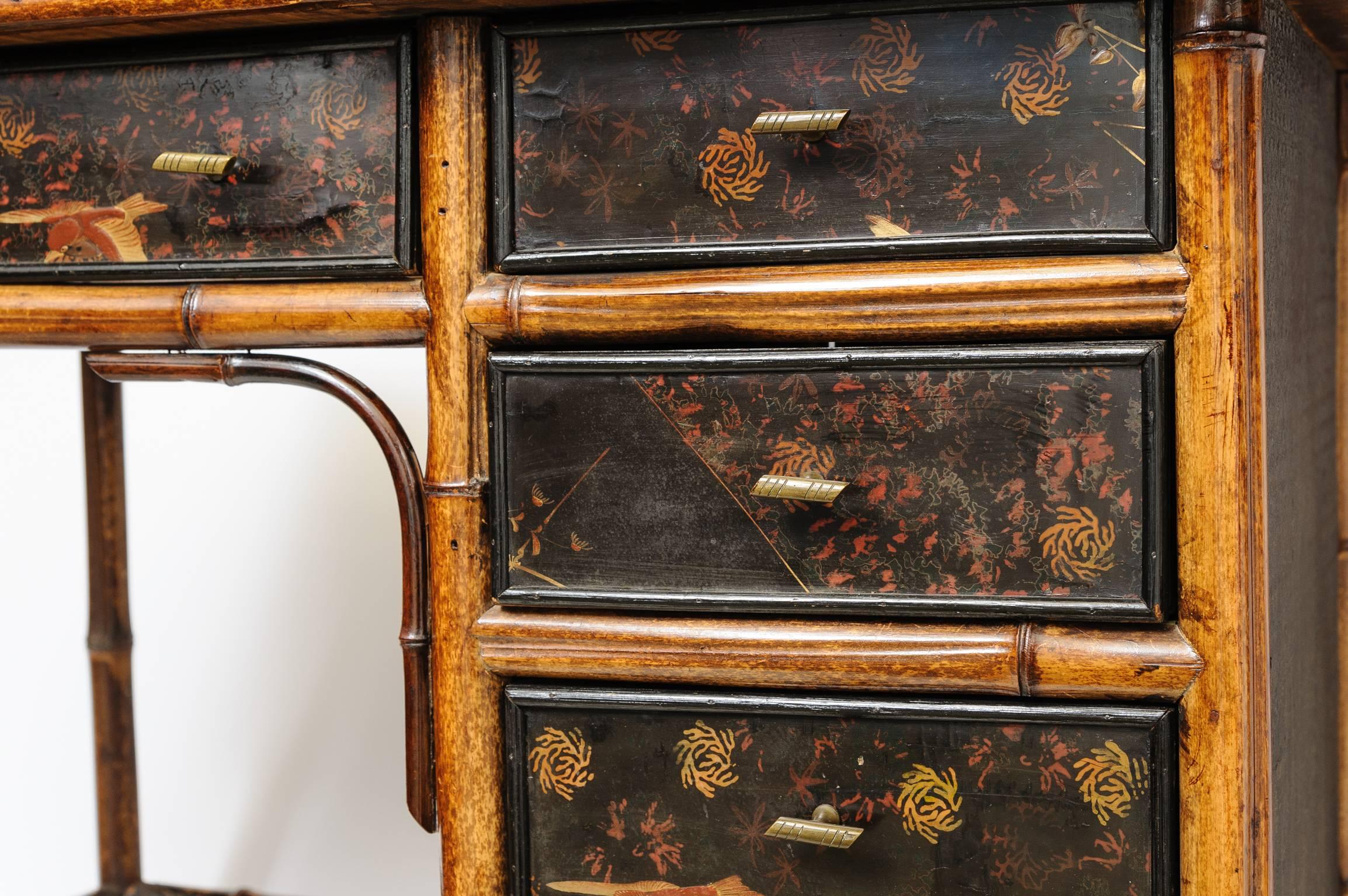 19th Century English Bamboo Desk In Good Condition In West Palm Beach, FL