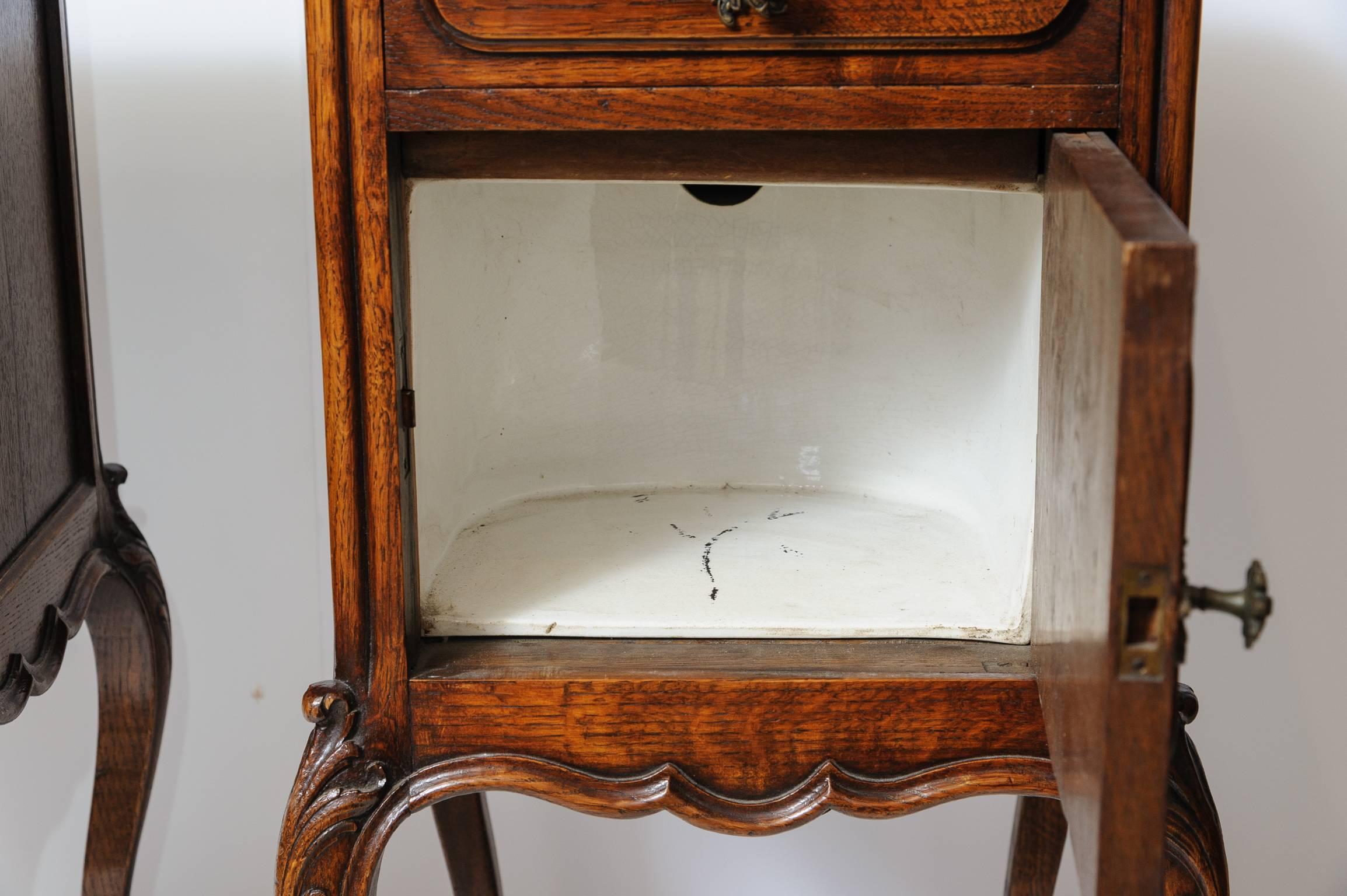 Pair of 19th Century French Marble-Top Nightstands In Excellent Condition In West Palm Beach, FL