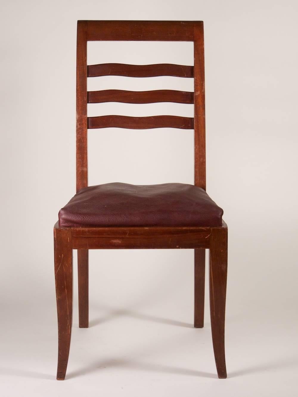 Art déco Paul Frechet - Ensemble de six chaises de salle à manger en acajou en vente