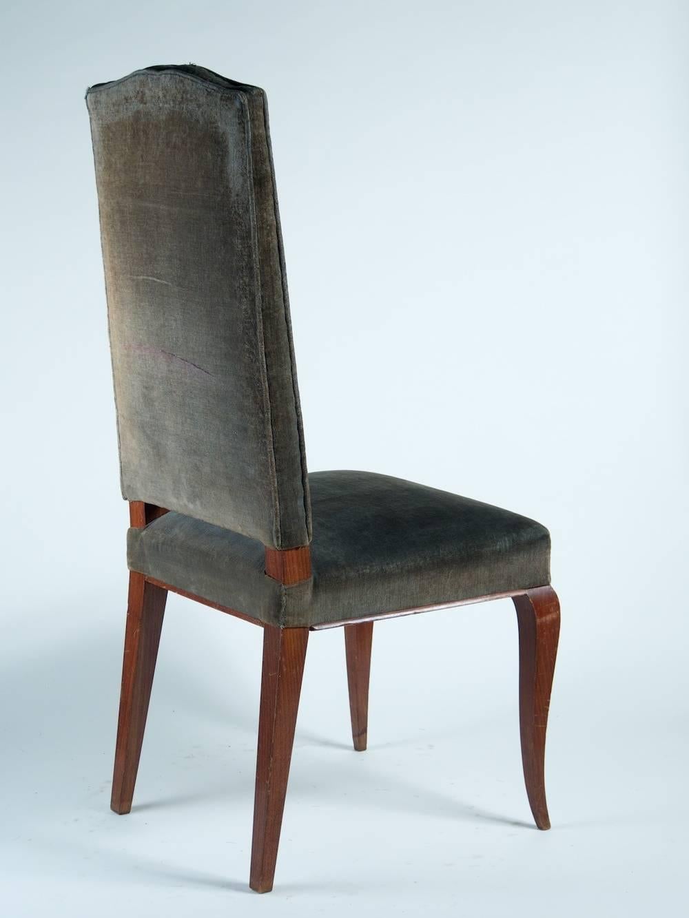 Art Deco Attributed to Jean-Charles Moreux Set of Six Dining Chairs For Sale