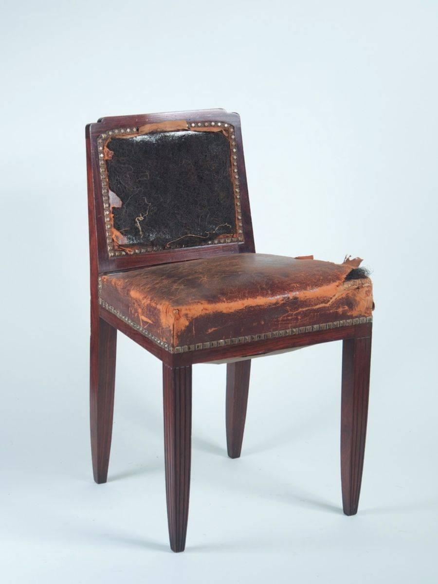 Art Deco Paul Follot Set of Eight Rosewood Dining Chairs