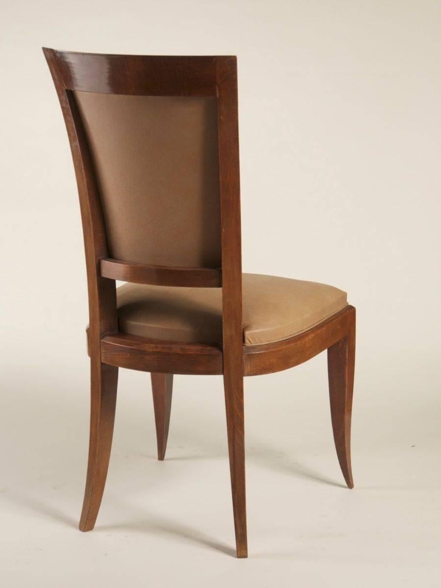 French Forties Set of Eight High Back Dining Chairs in Beech In Good Condition In Philadelphia, PA