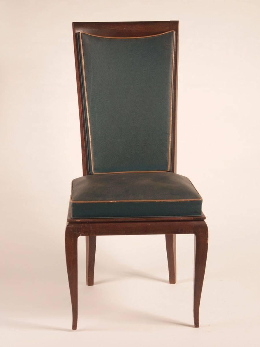 Art Deco Rene Prou Attributed Set of Eight Dining Chairs For Sale