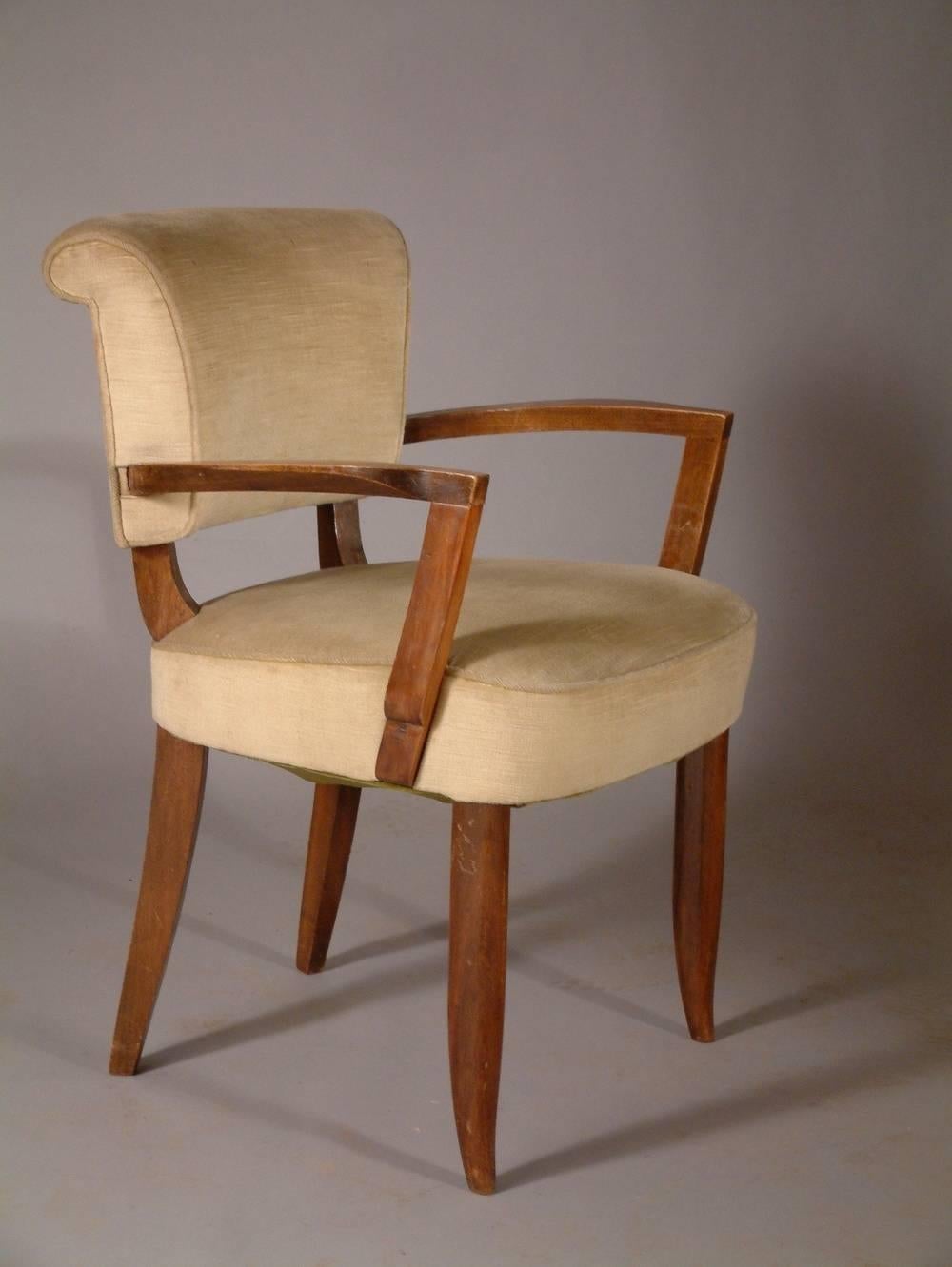 French Jules Leleu Pair of Roll-Back Armchairs For Sale