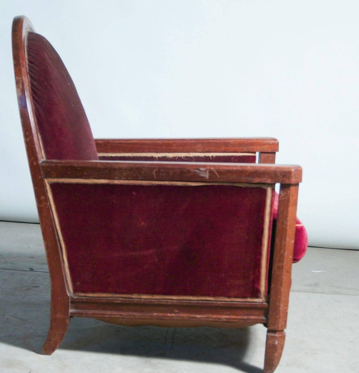 Walnut Andre Groult Pair of Club Chairs