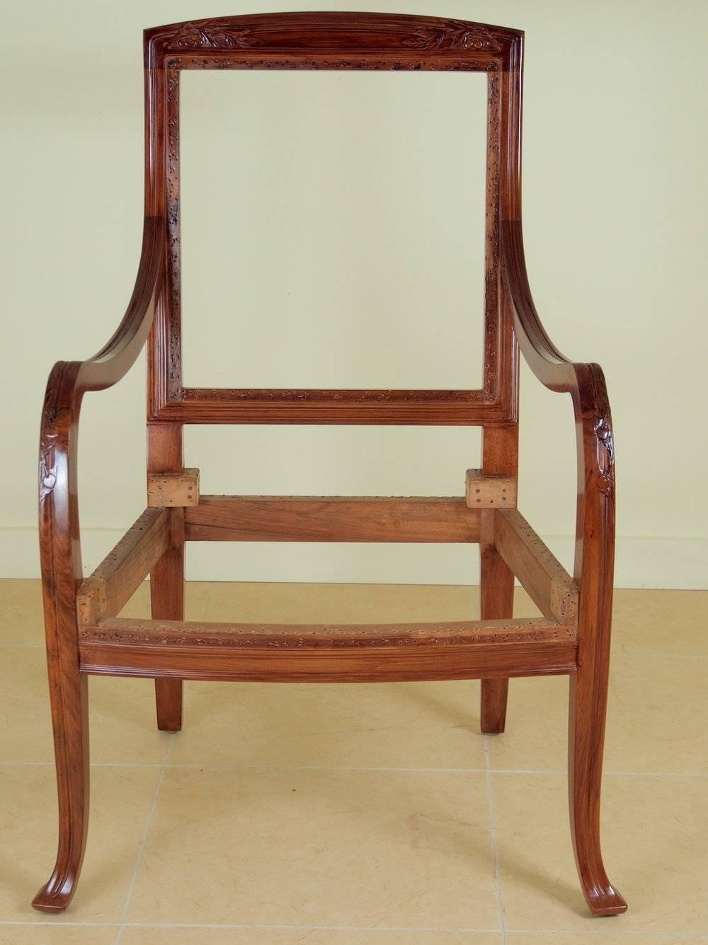 Abel Landry Pair of Art Nouveau Armchairs In Excellent Condition For Sale In Philadelphia, PA