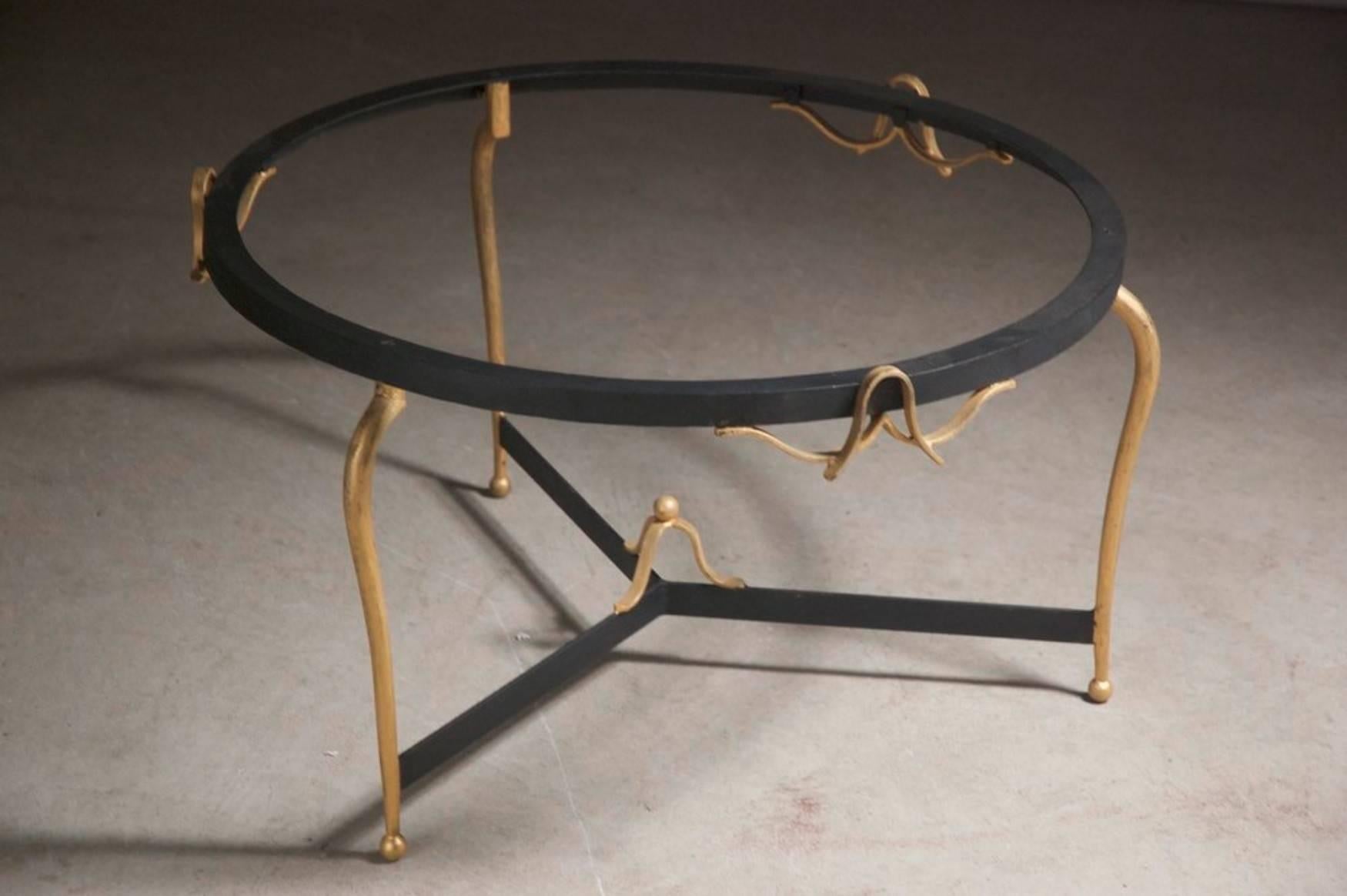 René Prou Gilt Iron Coffee Table In Excellent Condition In Philadelphia, PA