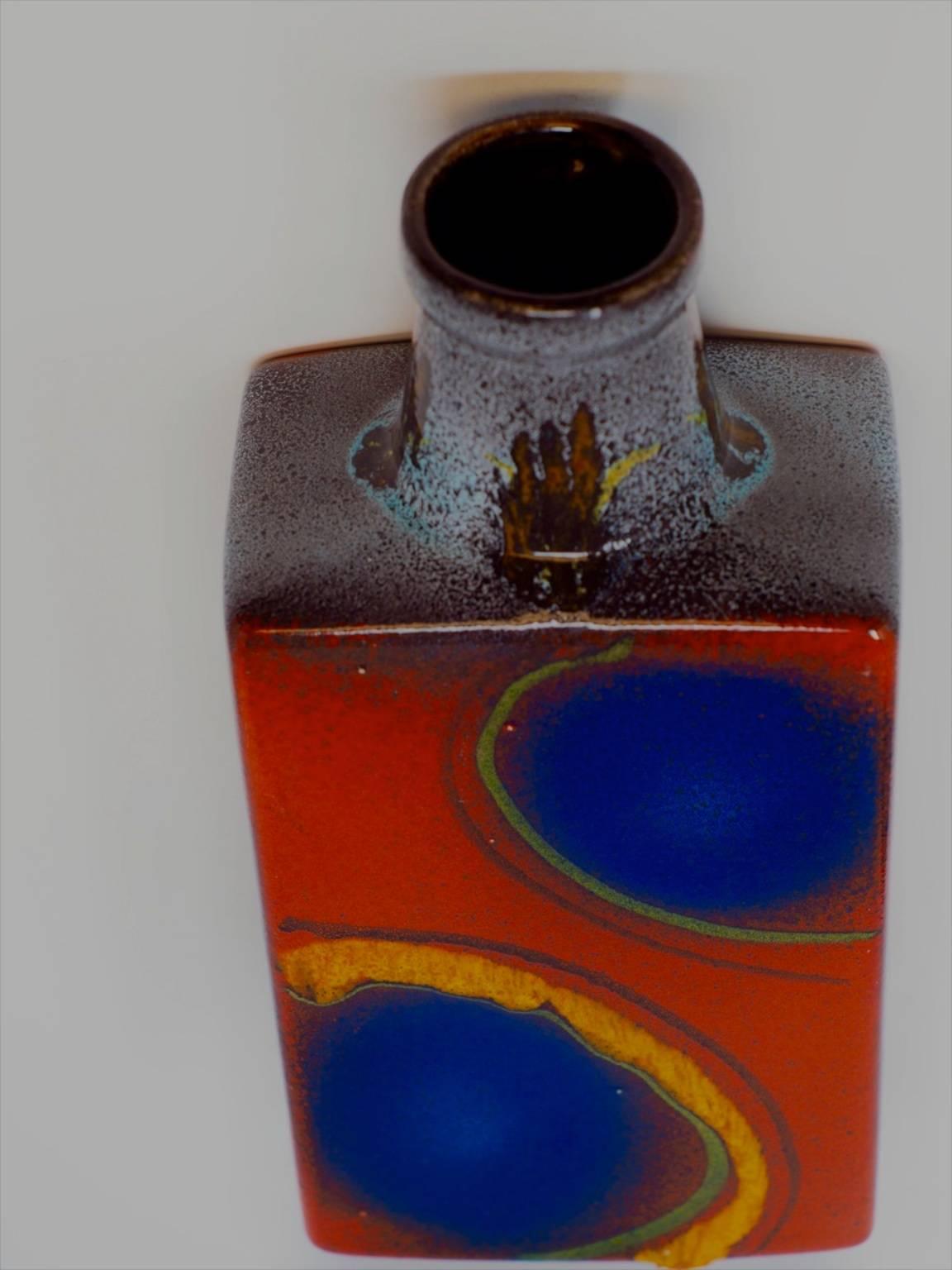 Colorful German Ceramic Vase In Excellent Condition For Sale In Philadelphia, PA