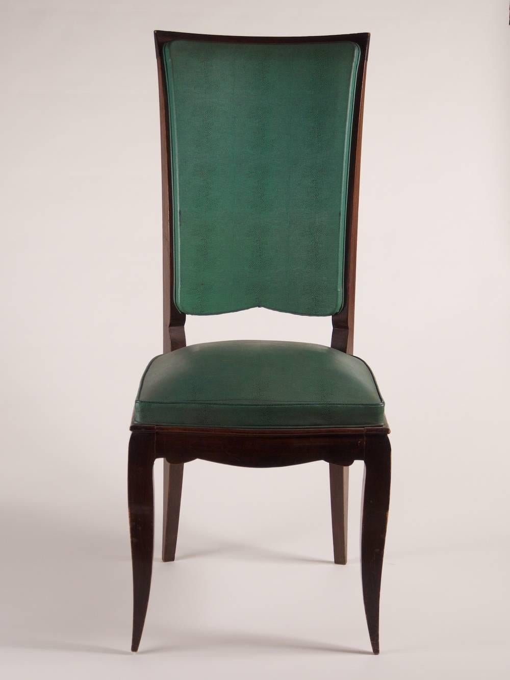 French Rene Prou Fine Set of Six Dining Chairs For Sale