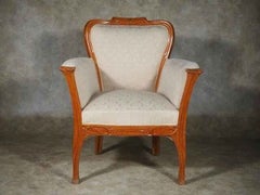 Georges de Feure pair of armchairs, 1900 Expo model, in hand sculpted pearwood.