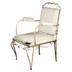 Fauteuil individuel « René Prou » des années 40, en fer forgé, avec finition dorée d'origine