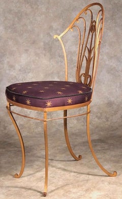 Paire de chaises d'appoint Art déco français classiques de Maurice Dufrène, en fer doré, années 1920