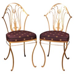 Paire de chaises d'appoint Art déco français classiques de Maurice Dufrène, en fer doré, années 1920