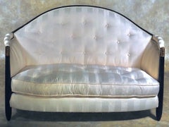 Paul Follot Classic French Art Deco sofa/settee, circa 1920. Ebonized and gilt.