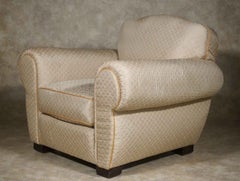 Rene Drouet French Forties pair of club chairs. Reupholstered