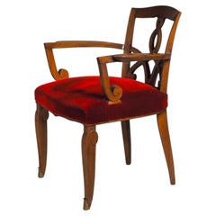 Jules Leleu French Forties pair of armchairs in French Walnut. Three pairs avail