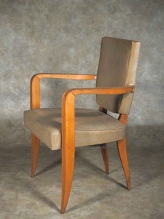 Einzelschreibtisch/Sessel im französischen Art-Déco-Stil von Jean Pascaud aus Kirschholz