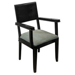 Par de sillones Art Déco franceses de Jacques Adnet con acabado en negro, hacia 1935