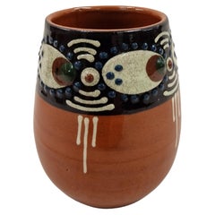 Antique Vase, Ceramic, Enamel Hand Painted, Attributable to Late Bauhaus, 1930, Germany